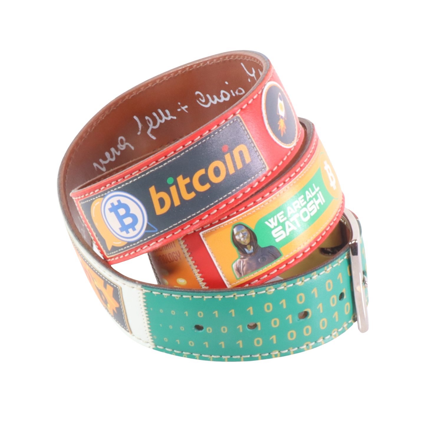 Cinture personalizzate, su misura. Applicazioni Bitcoin, Blockchain, Satoshi, Crypto, To The Moon. Accessorio artigianale, dipinta a mano, fatta in Italia.
