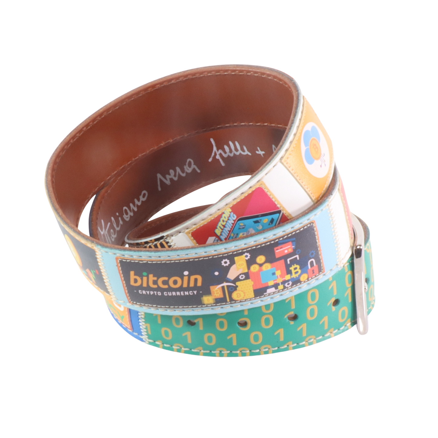 Cinture personalizzate, su misura. Applicazioni Bitcoin, Crypto Currency, HODL, To The Moon. Accessorio artigianale, dipinta a mano, fatta in Italia.
