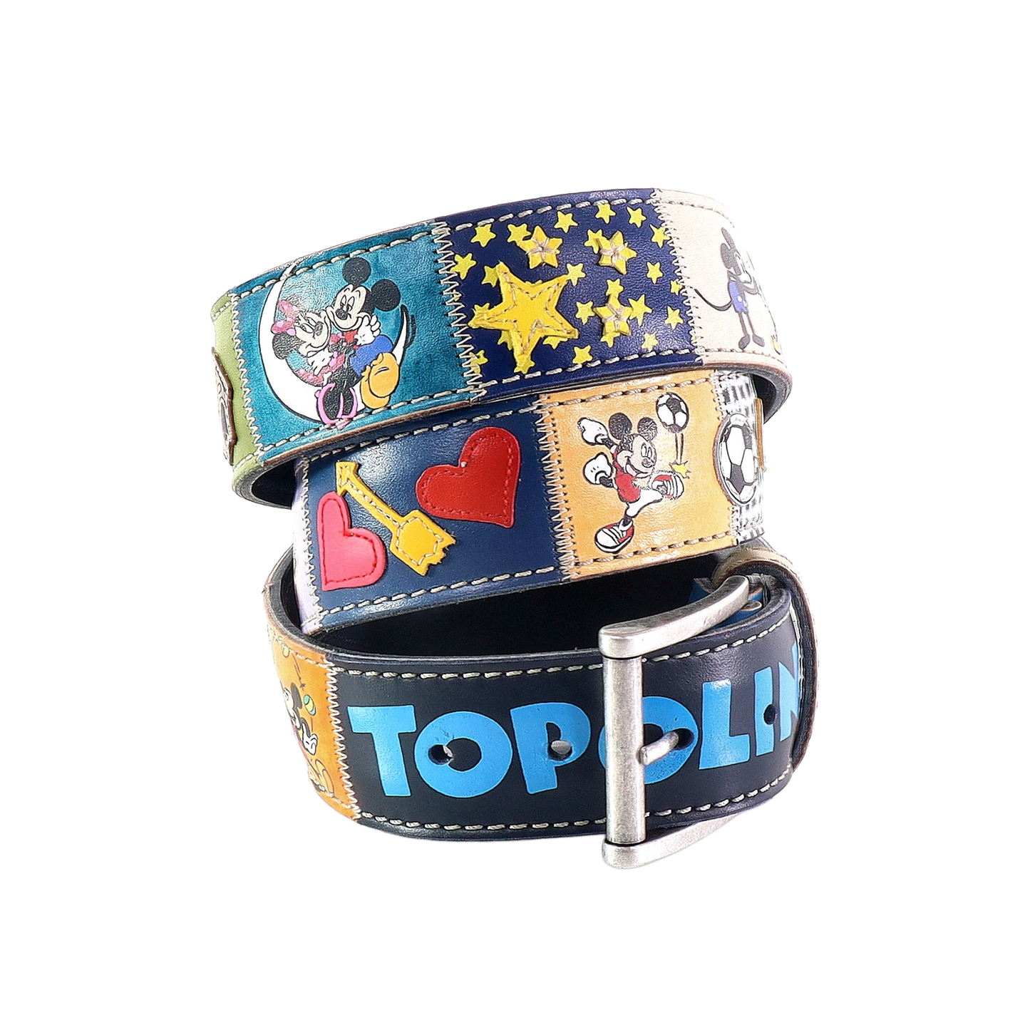 Cinture personalizzate, su misura. Applicazioni Disney, Topolino, Minnie, Mickey Mouse, Fantasia. Accessorio artigianale, dipinta a mano, fatta in Italia.