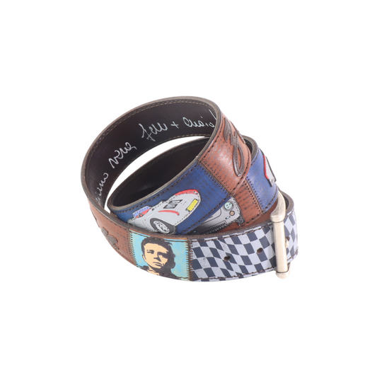 Cinture personalizzate, su misura. Applicazioni James Dean, Porsche 550, Little Bastard. Accessorio artigianale, dipinta a mano, fatta in Italia.