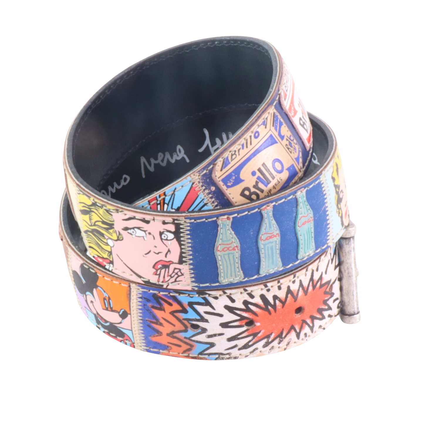 Cinture personalizzate, su misura. Applicazioni Pop Art, Andy Warhol, Marilyn Monroe, Campbell's Soup. Accessorio artigianale, dipinta a mano, fatta in Italia.
