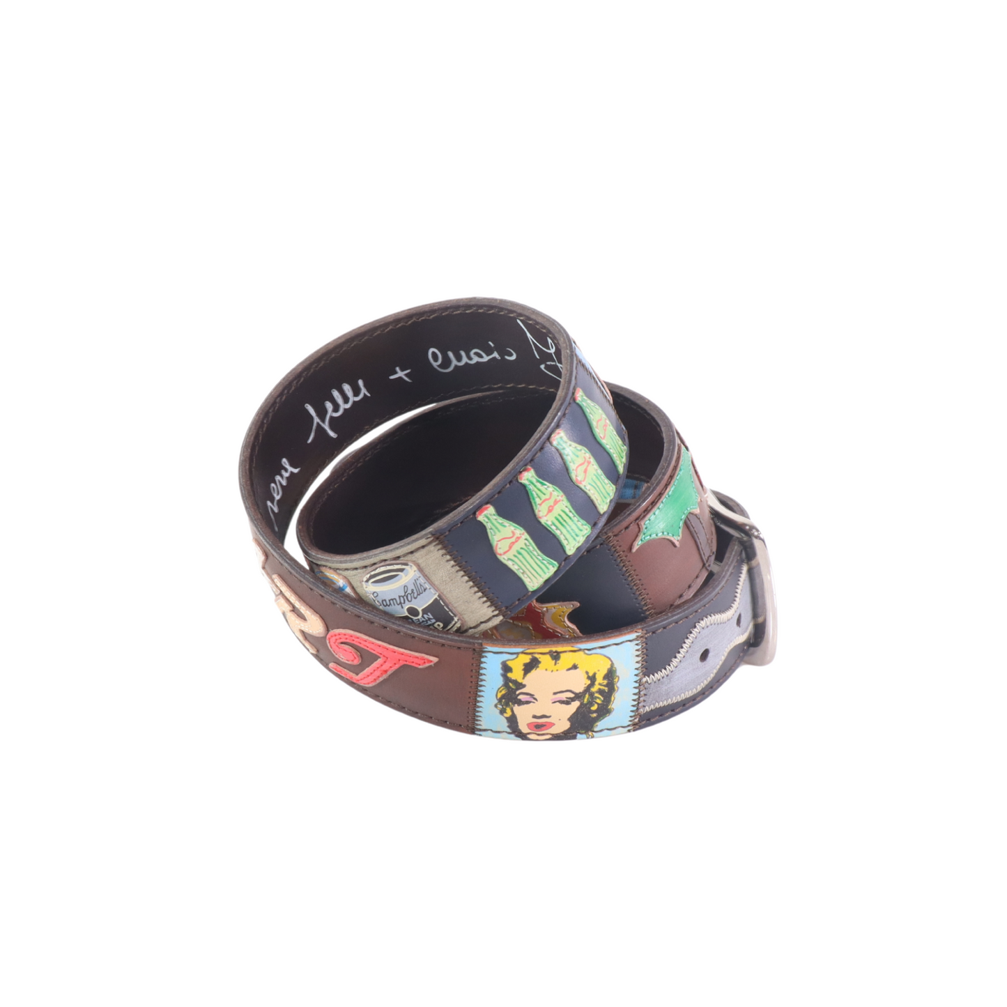 Cinture personalizzate, su misura. Applicazioni Pop Art, Andy Warhol, Marilyn Monroe, Campbell's Soup, Rolling Stones. Accessorio artigianale dipinto a mano.
