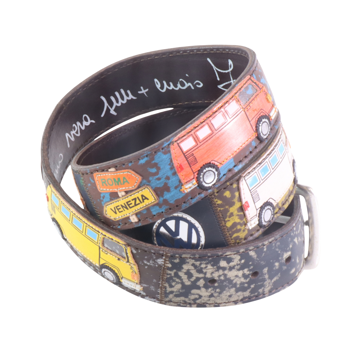 Cinture personalizzate, su misura. Applicazioni Volkswagen, Van, Bulli, Viaggio On the Road. Accessorio artigianale, dipinta a mano, fatta in Italia.