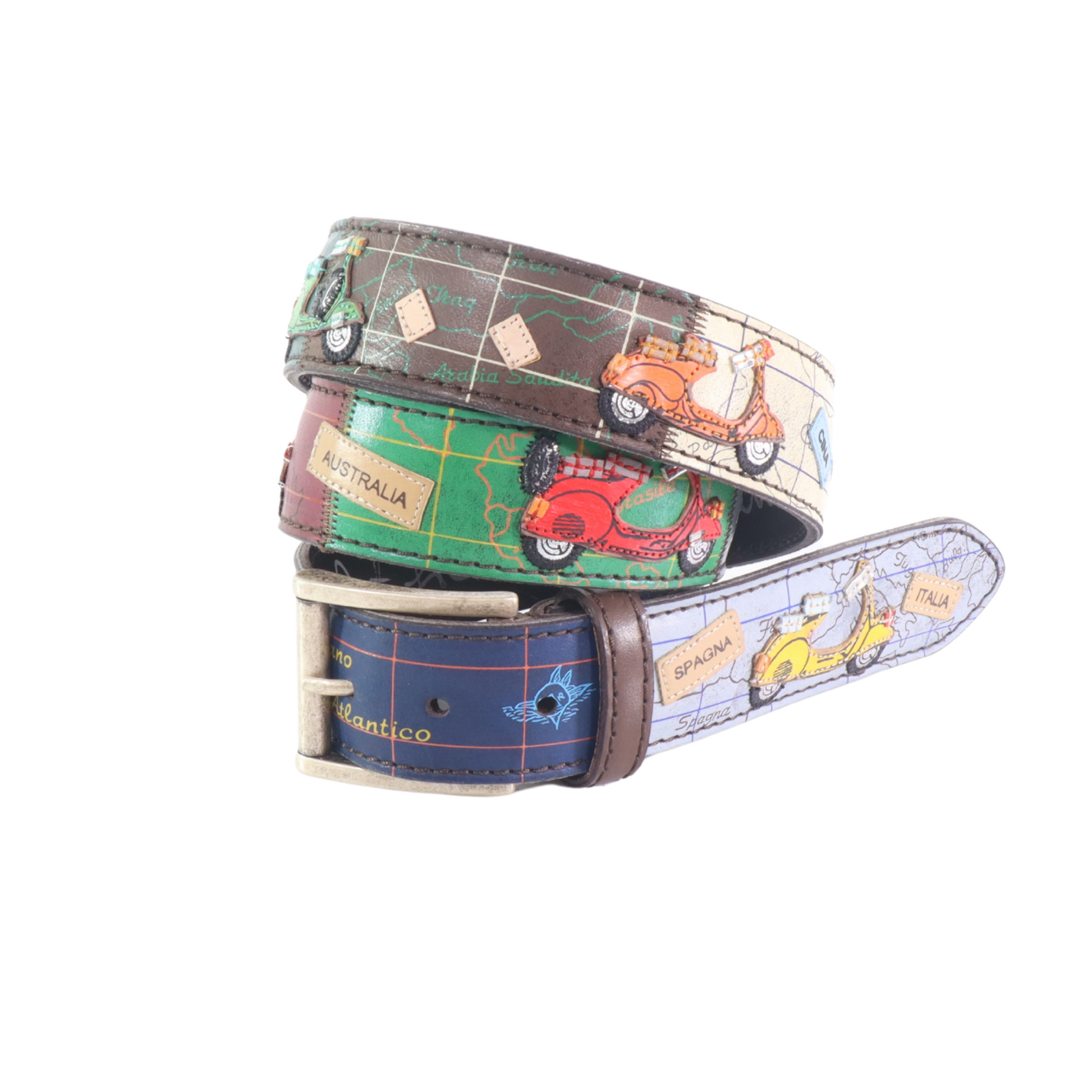 Cintura in pelle Giro Mondo in Vespa | Artigianato Italiano