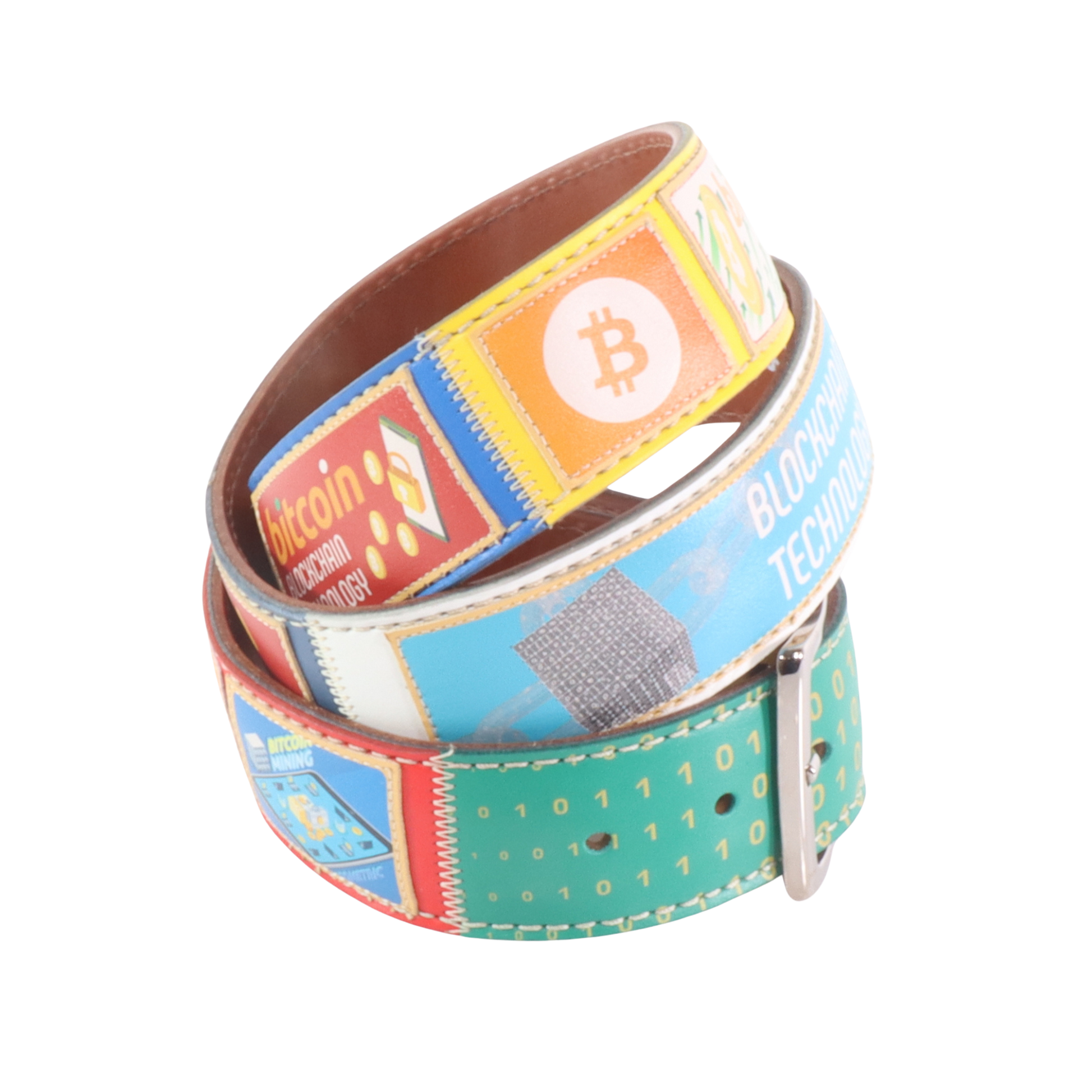 Cinture personalizzate, su misura. Applicazioni Bitcoin, Blockchain Technology, Crypto Currency, HODL. Accessorio artigianale, dipinta a mano, fatta in Italia.