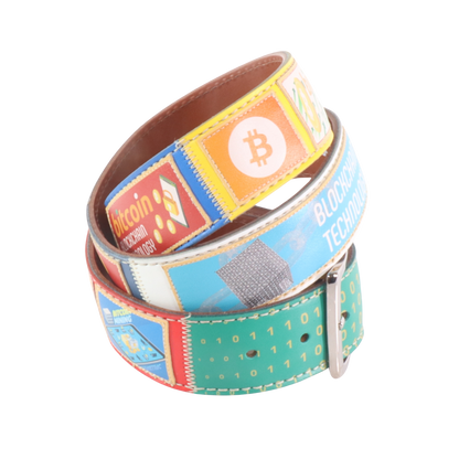 Cinture personalizzate, su misura. Applicazioni Bitcoin, Blockchain Technology, Crypto Currency, HODL. Accessorio artigianale, dipinta a mano, fatta in Italia.