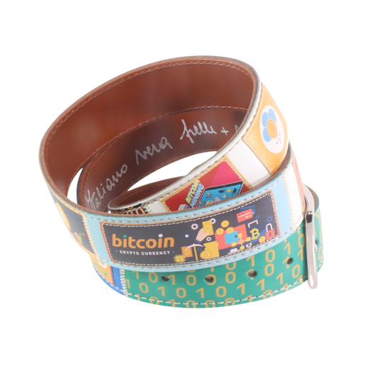 Cinture personalizzate, su misura. Applicazioni Bitcoin, Crypto Currency, HODL, To The Moon. Accessorio artigianale, dipinta a mano, fatta in Italia.