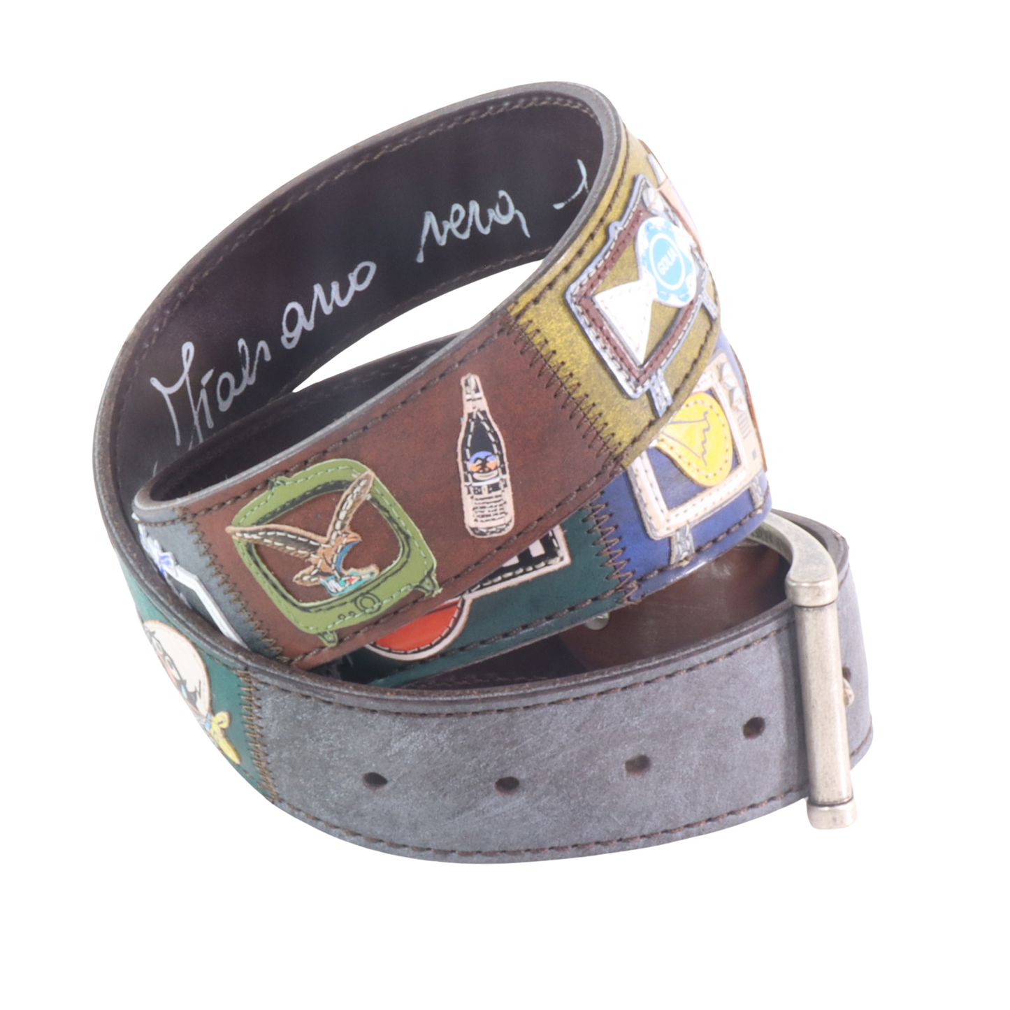 Cinture personalizzate, su misura. Applicazioni Carosello, TV vintage, Moka, icone anni '60. Accessorio artigianale, dipinta a mano, fatta in Italia.

