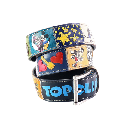 Cinture personalizzate, su misura. Applicazioni Disney, Topolino, Minnie, Mickey Mouse, Fantasia. Accessorio artigianale, dipinta a mano, fatta in Italia.