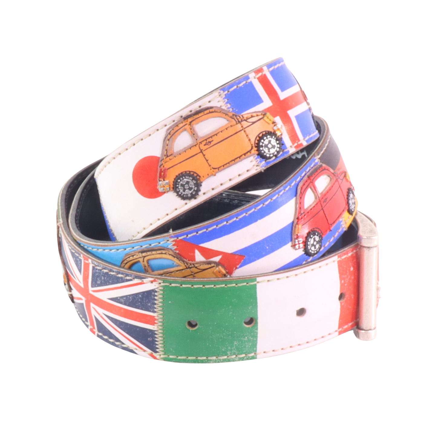 Cinture personalizzate, su misura. Applicazioni Fiat 500, italia nel mondo. Accessorio artigianale, dipinta a mano, fatta in Italia.
