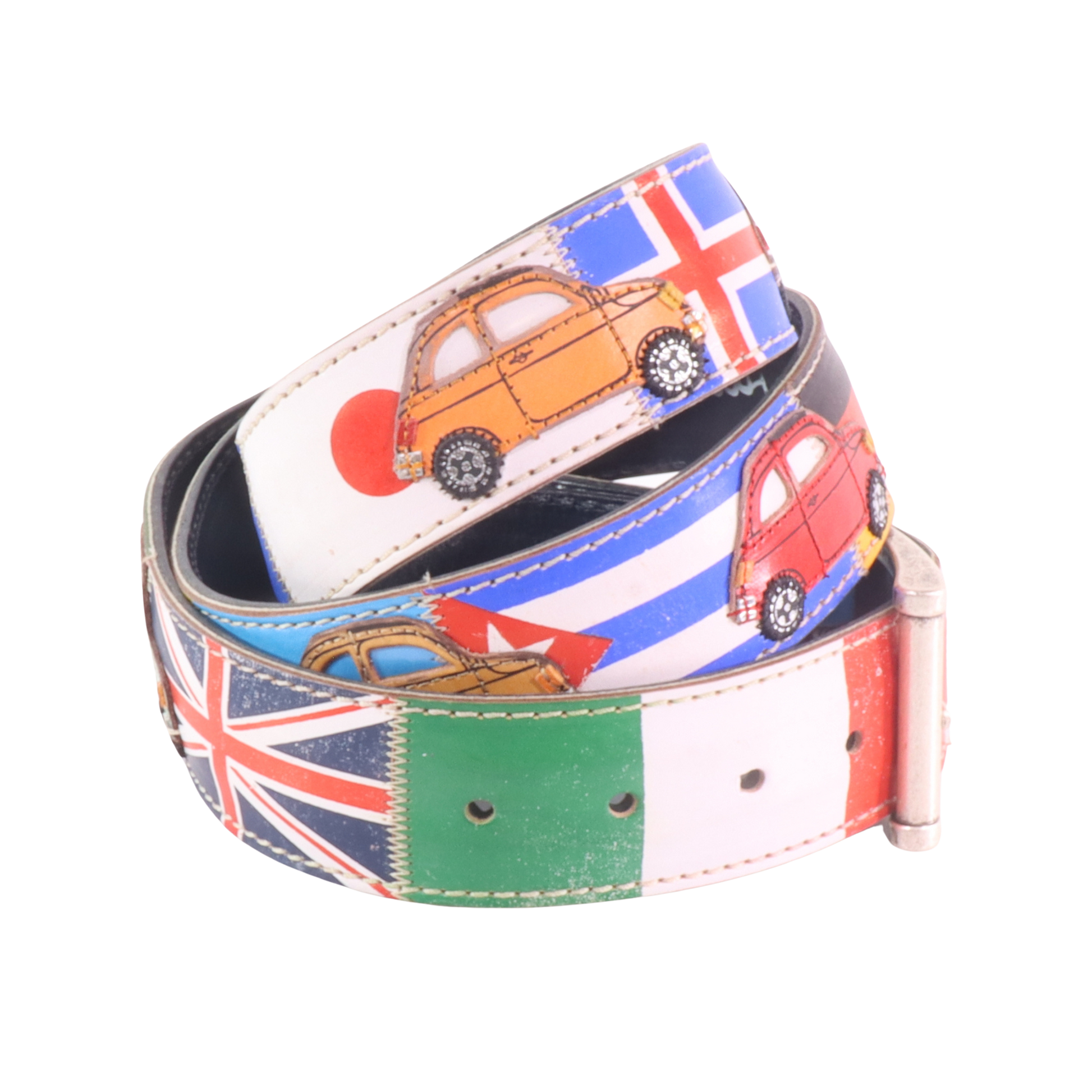 Cinture personalizzate, su misura. Applicazioni Fiat 500, italia nel mondo. Accessorio artigianale, dipinta a mano, fatta in Italia.