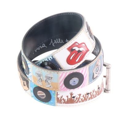 Cinture personalizzate, su misura. Applicazioni Pink Floyd, Rolling Stones, The Beatles, Vinili. Accessorio artigianale, dipinta a mano, fatta in Italia.