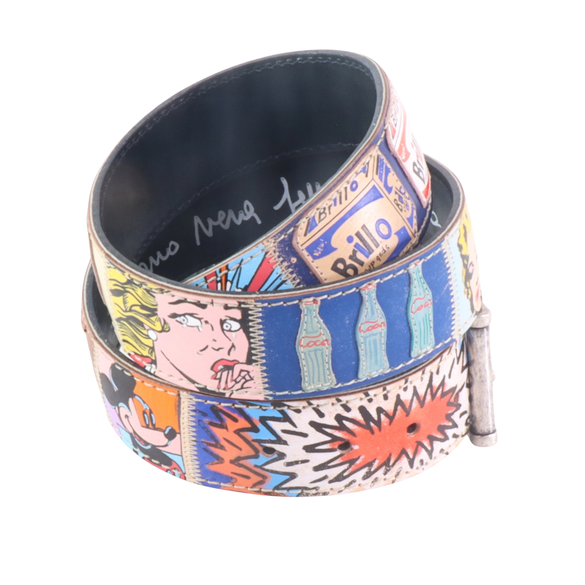 Cinture personalizzate, su misura. Applicazioni Pop Art, Andy Warhol, Marilyn Monroe, Campbell's Soup. Accessorio artigianale, dipinta a mano, fatta in Italia.