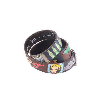 Cinture personalizzate, su misura. Applicazioni Pop Art, Andy Warhol, Marilyn Monroe, Campbell's Soup, Rolling Stones. Accessorio artigianale dipinto a mano.