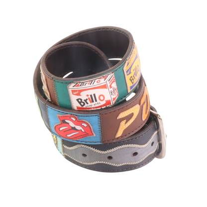 Cinture personalizzate, su misura. Applicazioni Pop Art, Rolling Stones, Andy Warhol, Campbell's Soup. Accessorio artigianale, dipinta a mano, fatta in Italia.