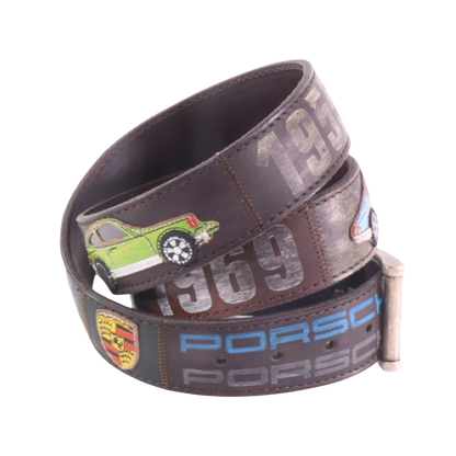 Cinture personalizzate, su misura. Applicazioni Porsche, 911, 356, auto d'epoca, storia Porsche. Accessorio artigianale, dipinta a mano, fatta in Italia.