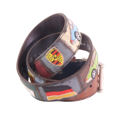 Cinture personalizzate, su misura. Applicazioni Porsche 911, Coupe 1964, icone sportive classiche. Accessorio artigianale, dipinta a mano, fatta in Italia.