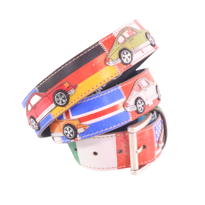 Cinture personalizzate, su misura. Applicazioni Porsche, Auto d'epoca, Auto da corsa. Accessorio artigianale, dipinta a mano, fatta in Italia.