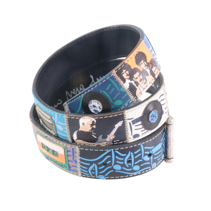 Cinture personalizzate, su misura. Applicazioni The Beatles, Rolling Stones, Mick Jagger, Vinili. Accessorio artigianale, dipinta a mano, fatta in Italia.