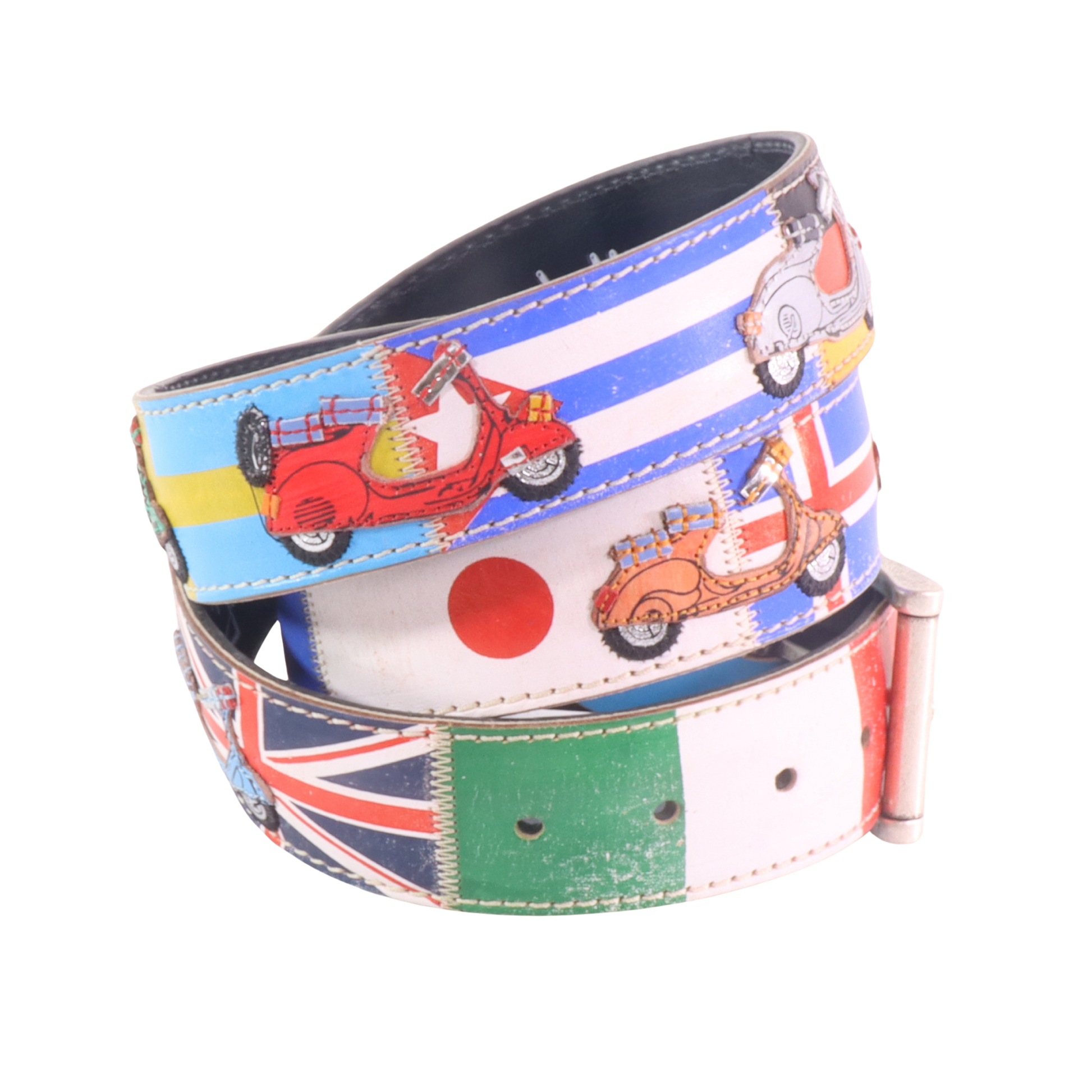 Cinture personalizzate, su misura. Applicazioni Vespa, motorino d'epoca. Accessorio artigianale, dipinta a mano, fatta in Italia.