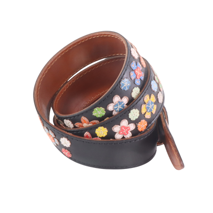Cinture personalizzate, su misura. Applicazioni fantasia fiori colorati, stile floreale. Accessorio artigianale, dipinta a mano, fatta in Italia.